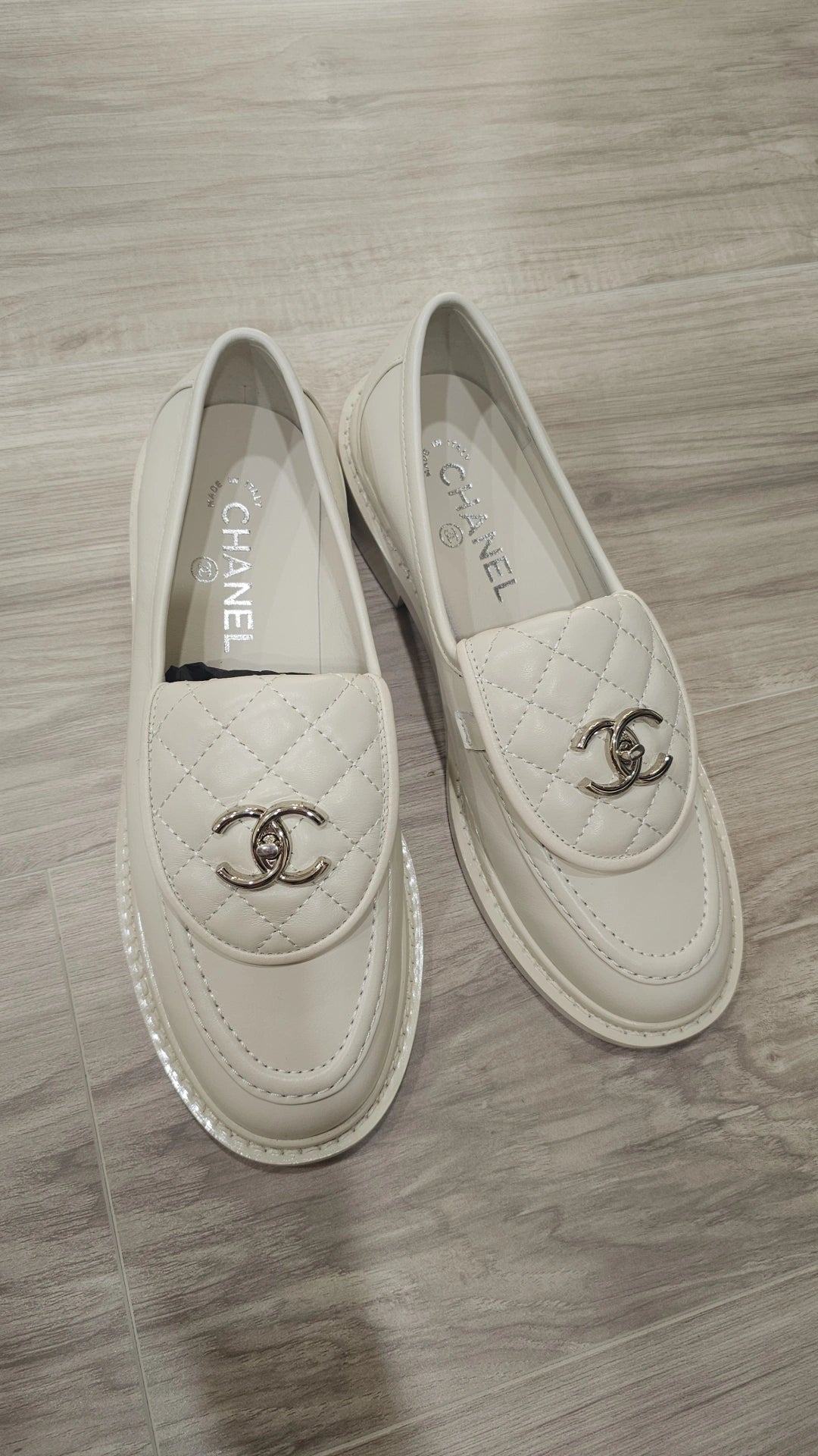 White C Leather loafers size 8