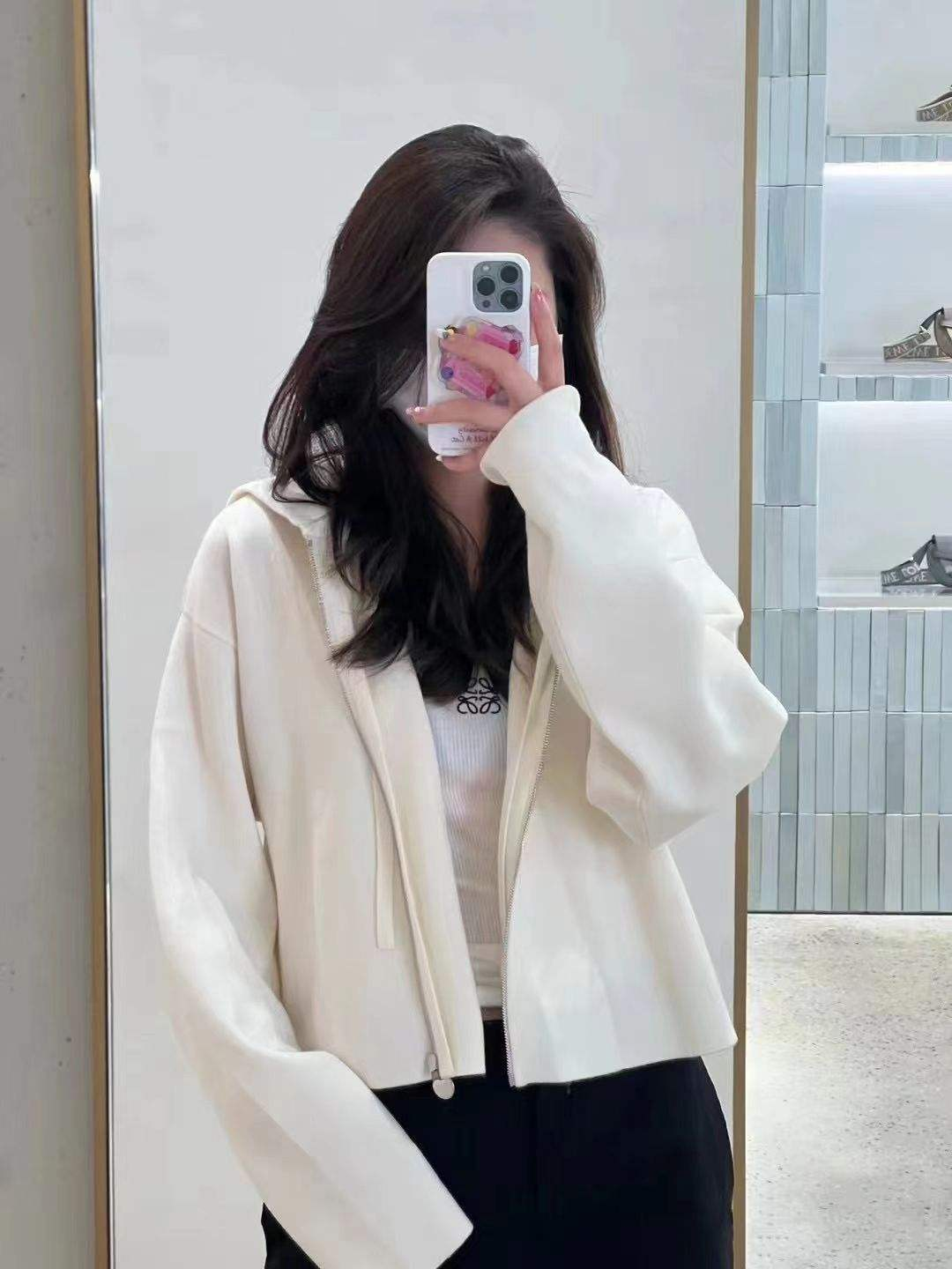 White Lw Crop Hoodie