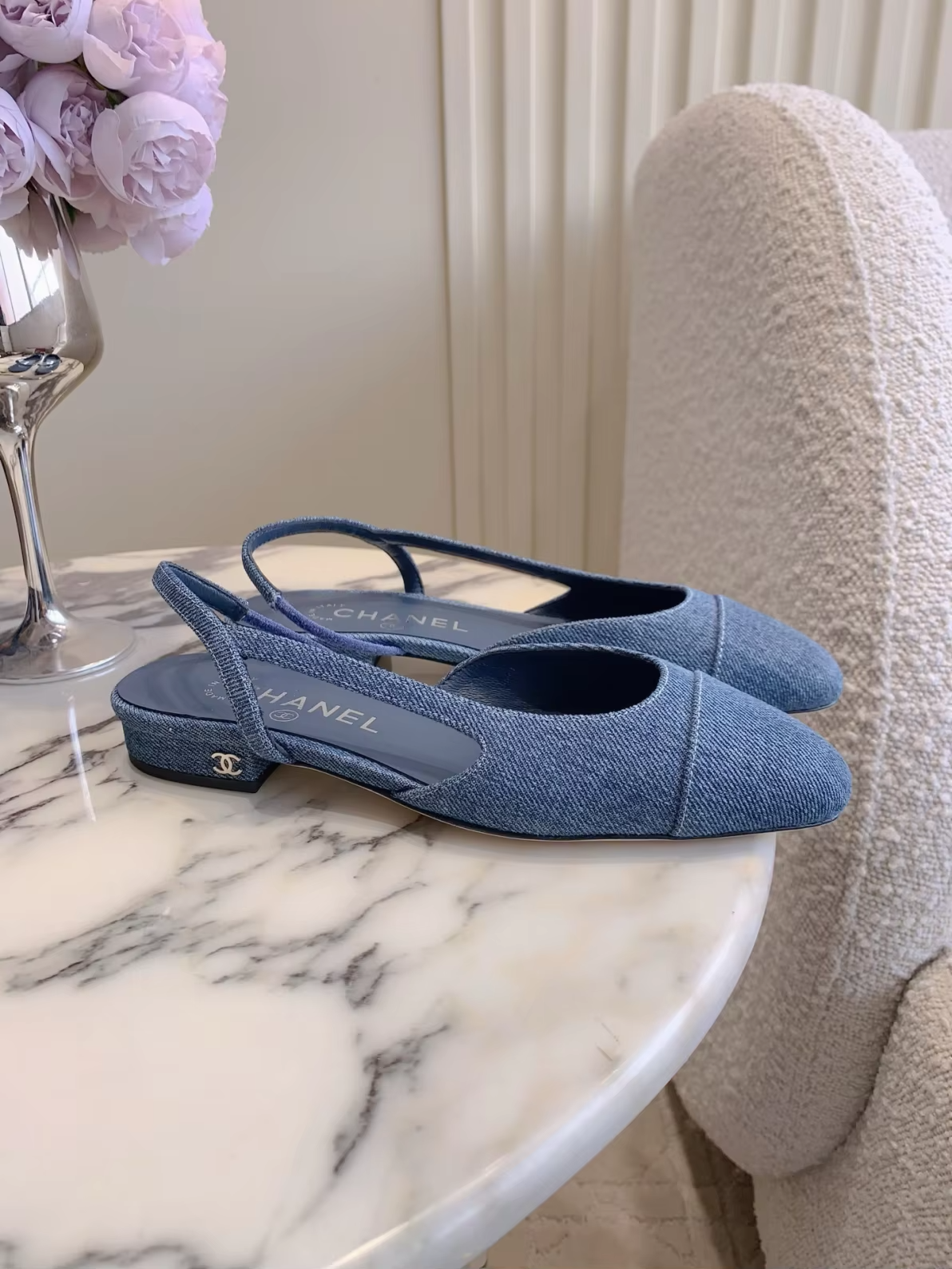 Denim C flat Slinglacks preorder
