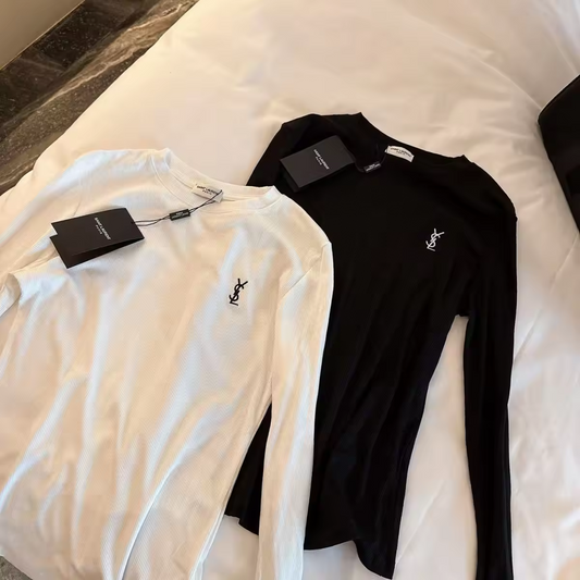Ys Cotton Ribbed Tshirt Black and White