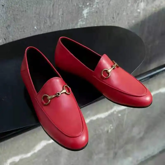 Red G leather Loafers women's size 8
