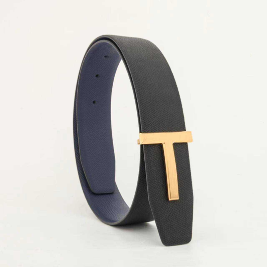 T Belt Gold buckle leather. Preorder
