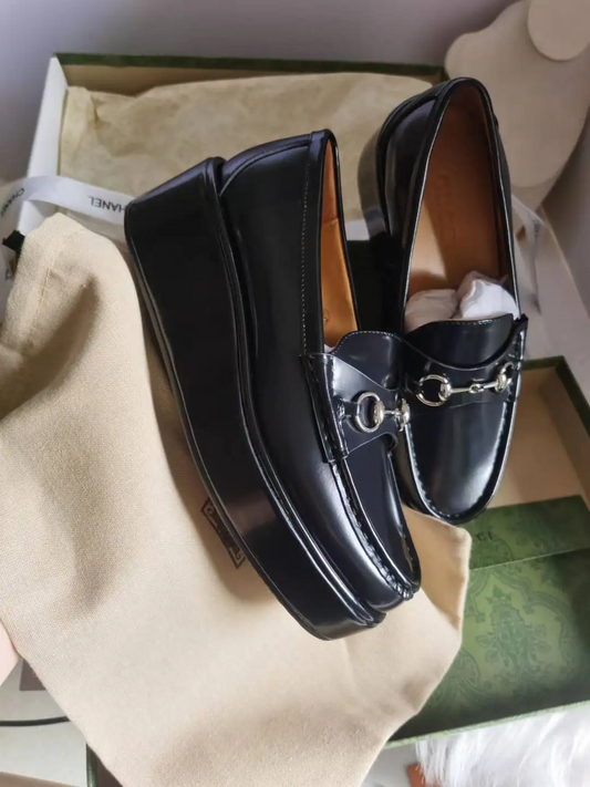 G black Platform leather Loafers preorder
