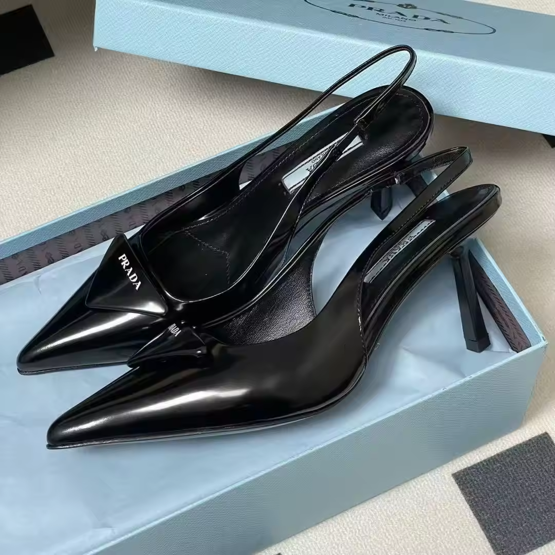 P leather sling back heels preorder