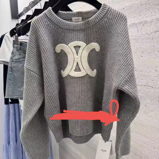 Gray and white crop oversized Sweater