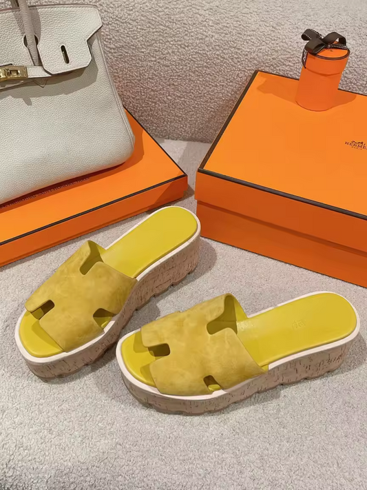 Yellow suede Wedges preorder