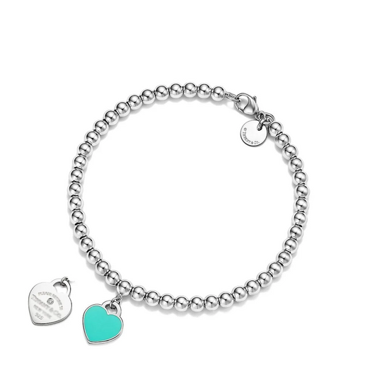 Tif Silver Ball Blue Heart bracelet