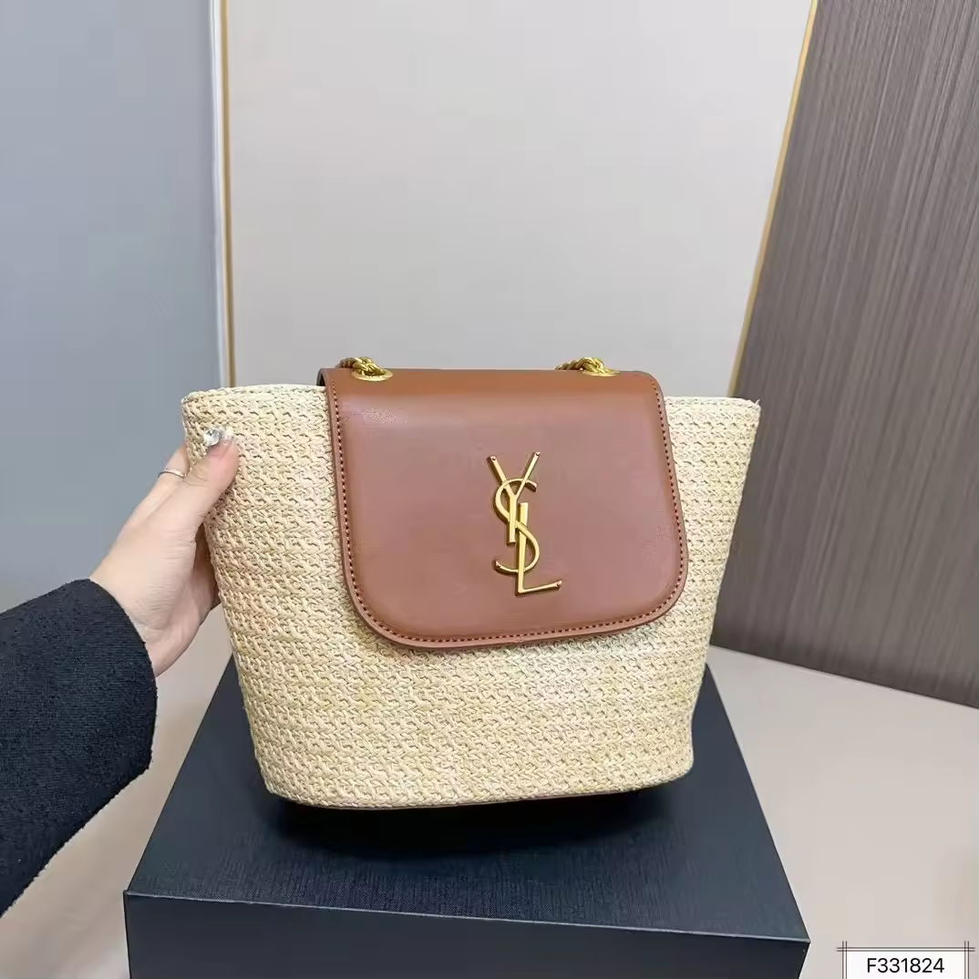 Y Straw brown bag 24x21cm