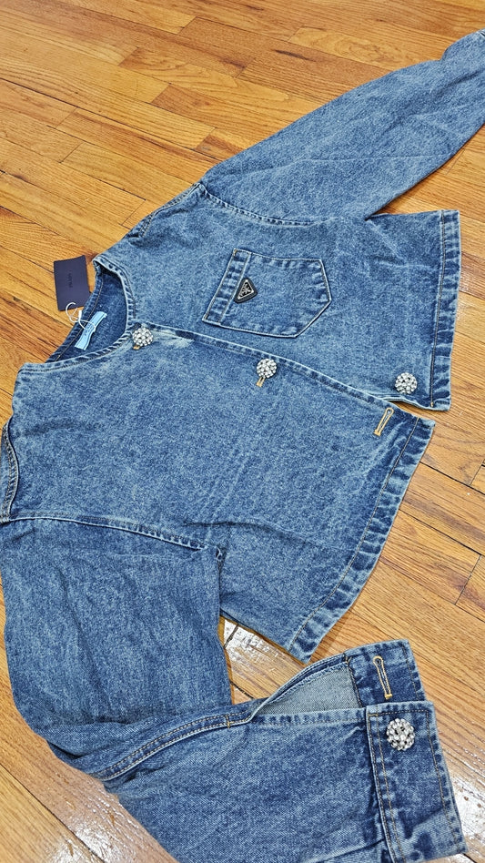 Denim P Jacket with oversized sleeves