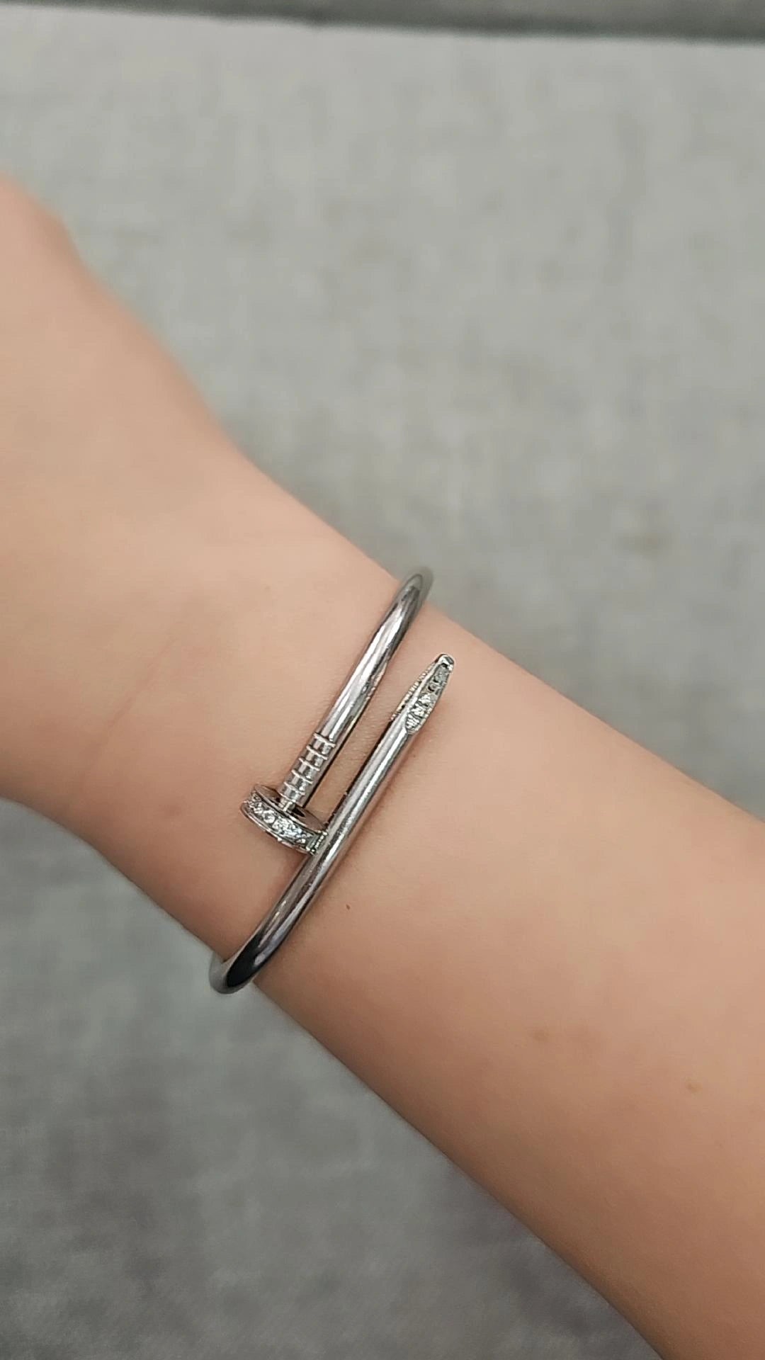 Nail Bangle Platinum Plated in stock