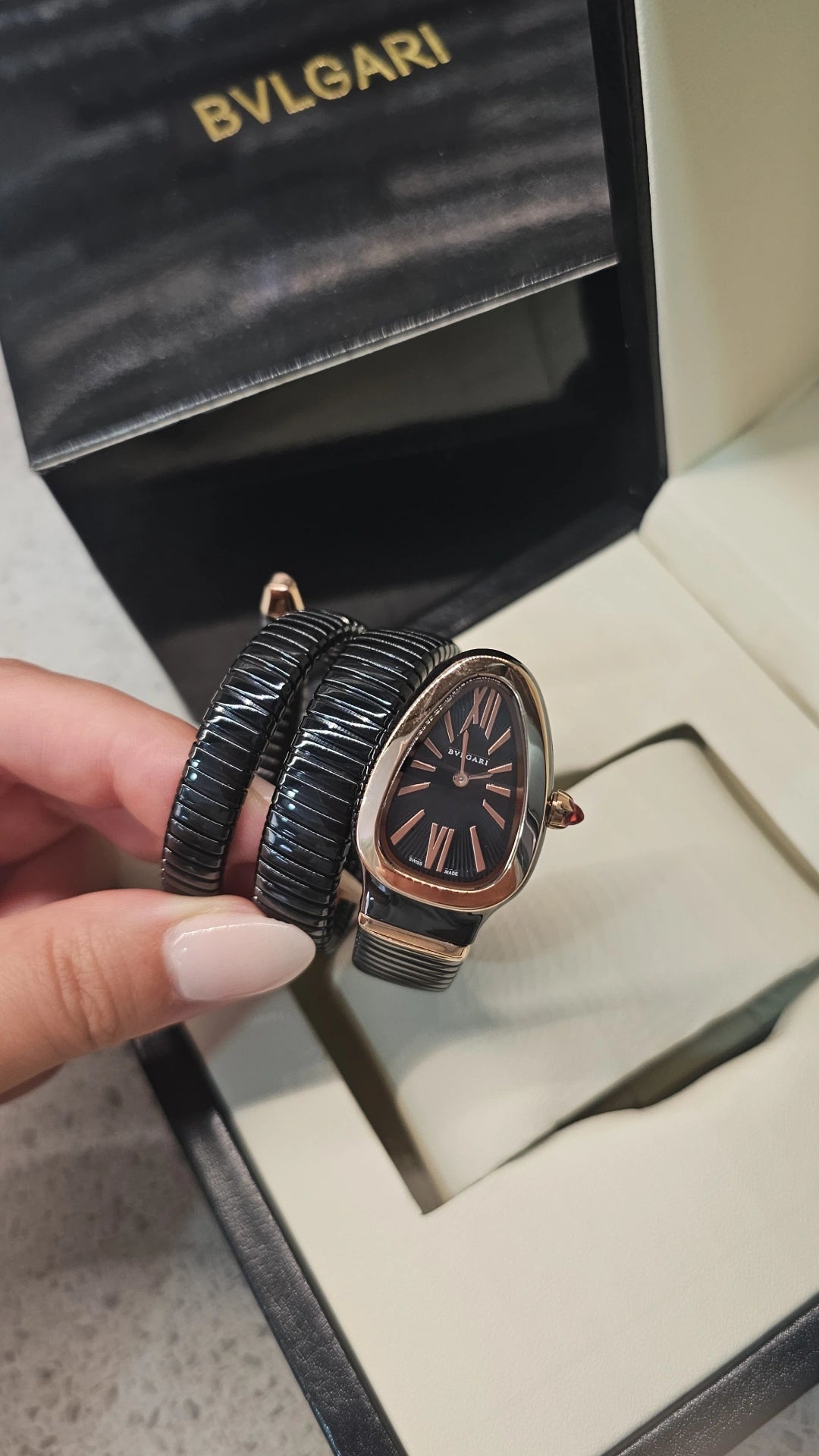 Wrap Around Black+rose gold watch Bvgri in stock
