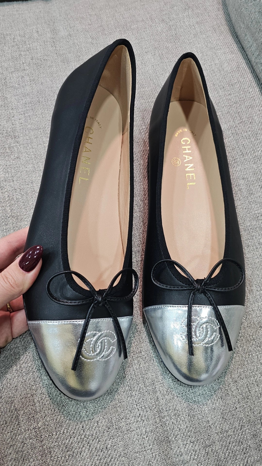 Black C Flats with silver tip preorder