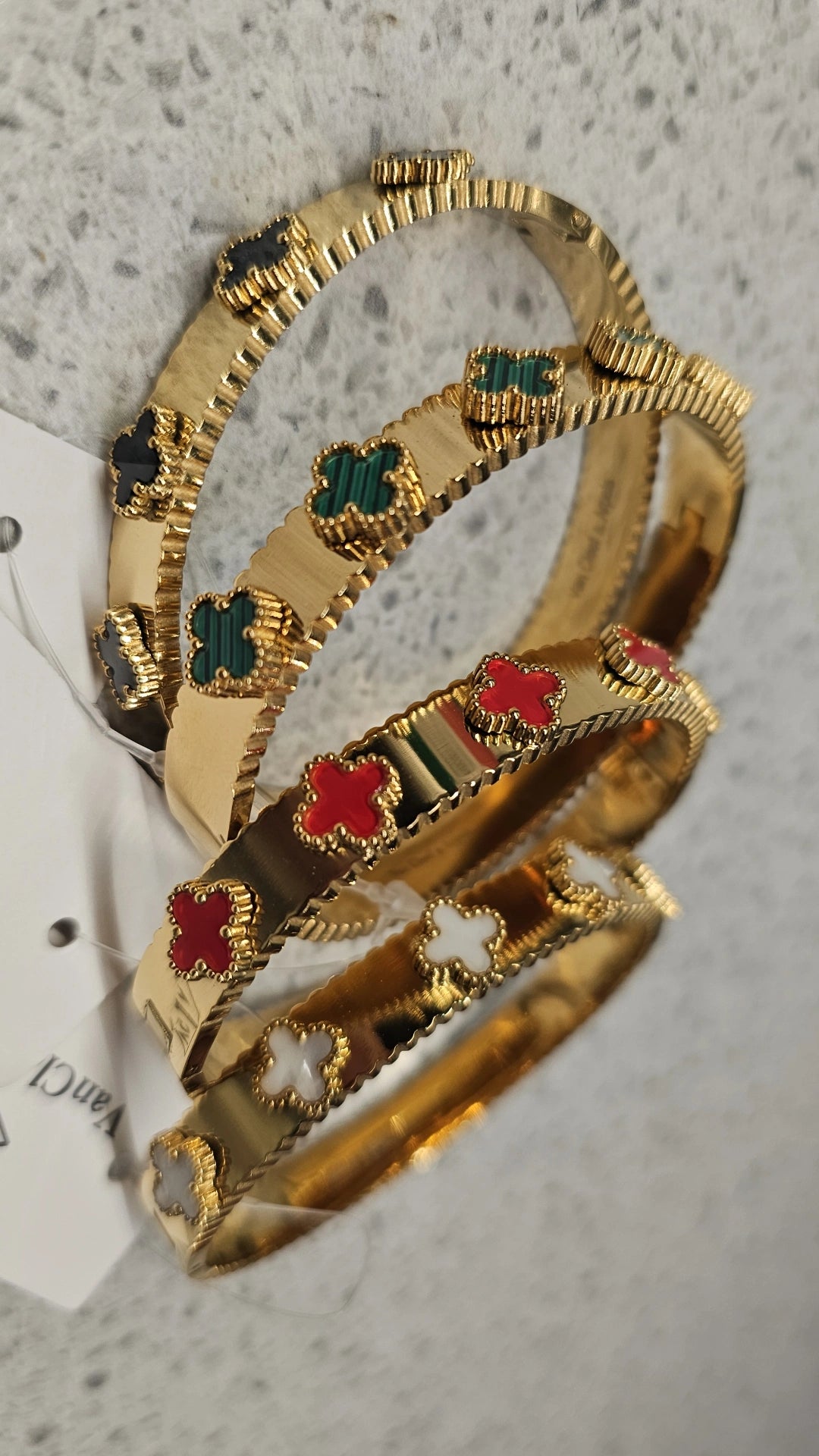 VC Gold Bangles with flowers green, red, white, black preorder