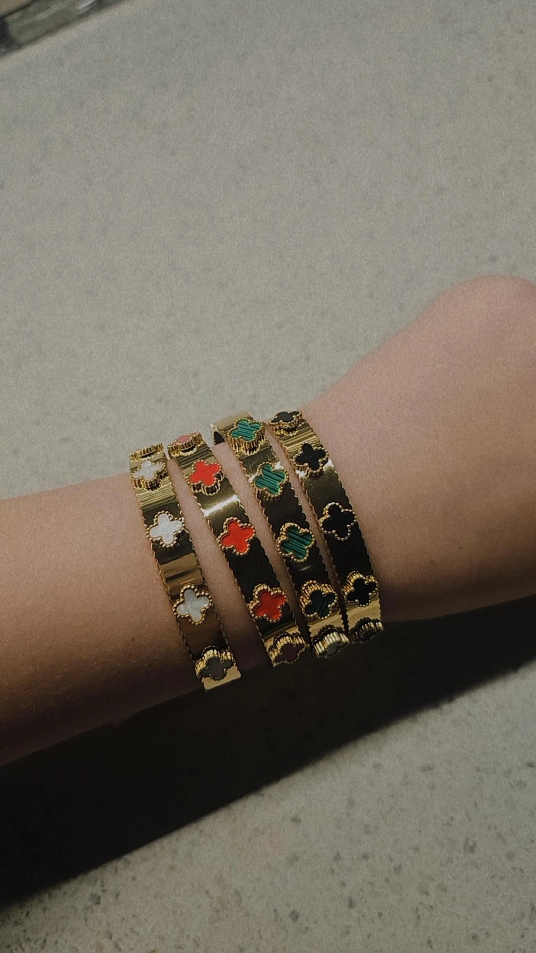 VC Gold Bangles with flowers green, red, white, black preorder