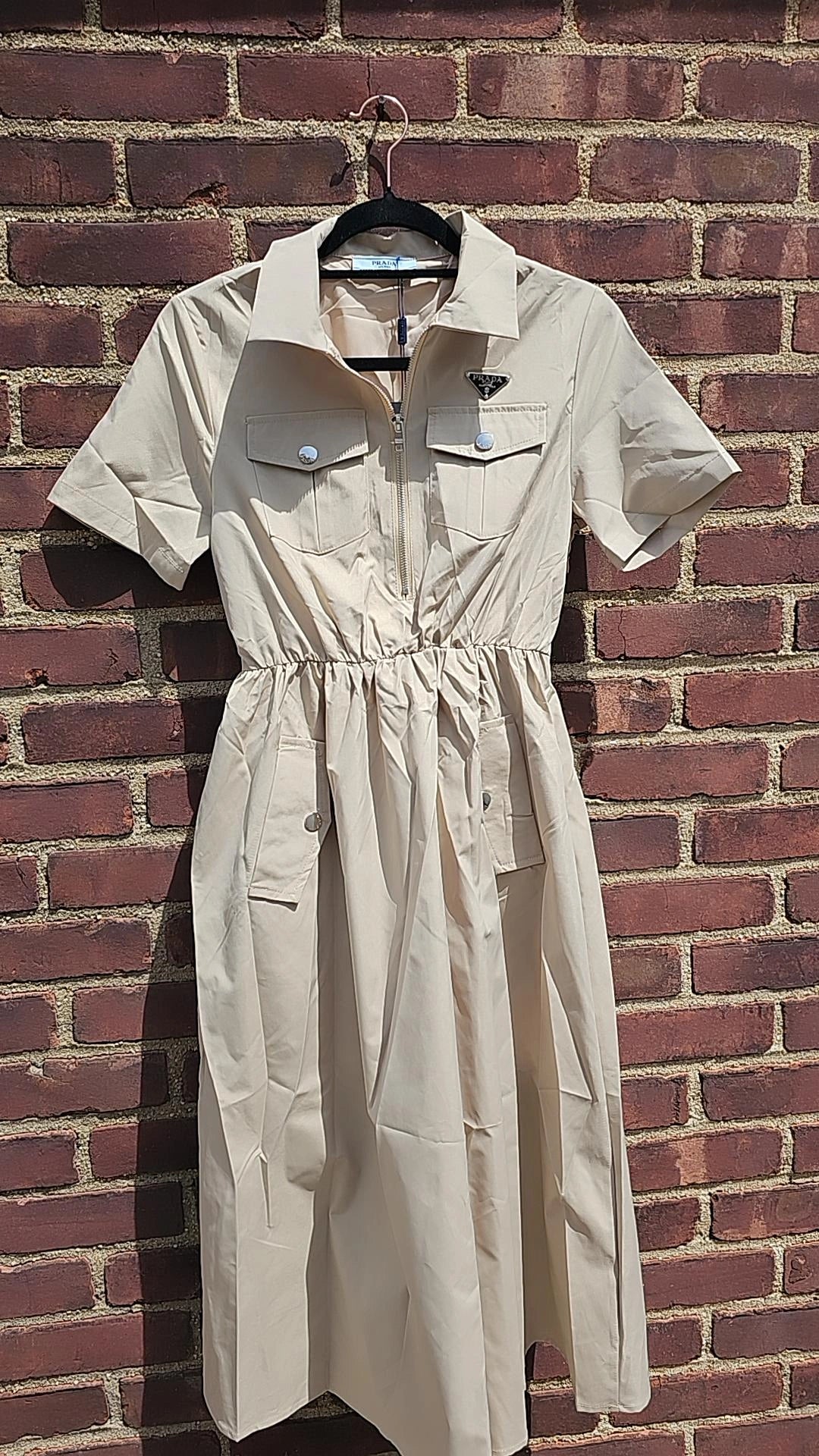 P dress with belt black and beige