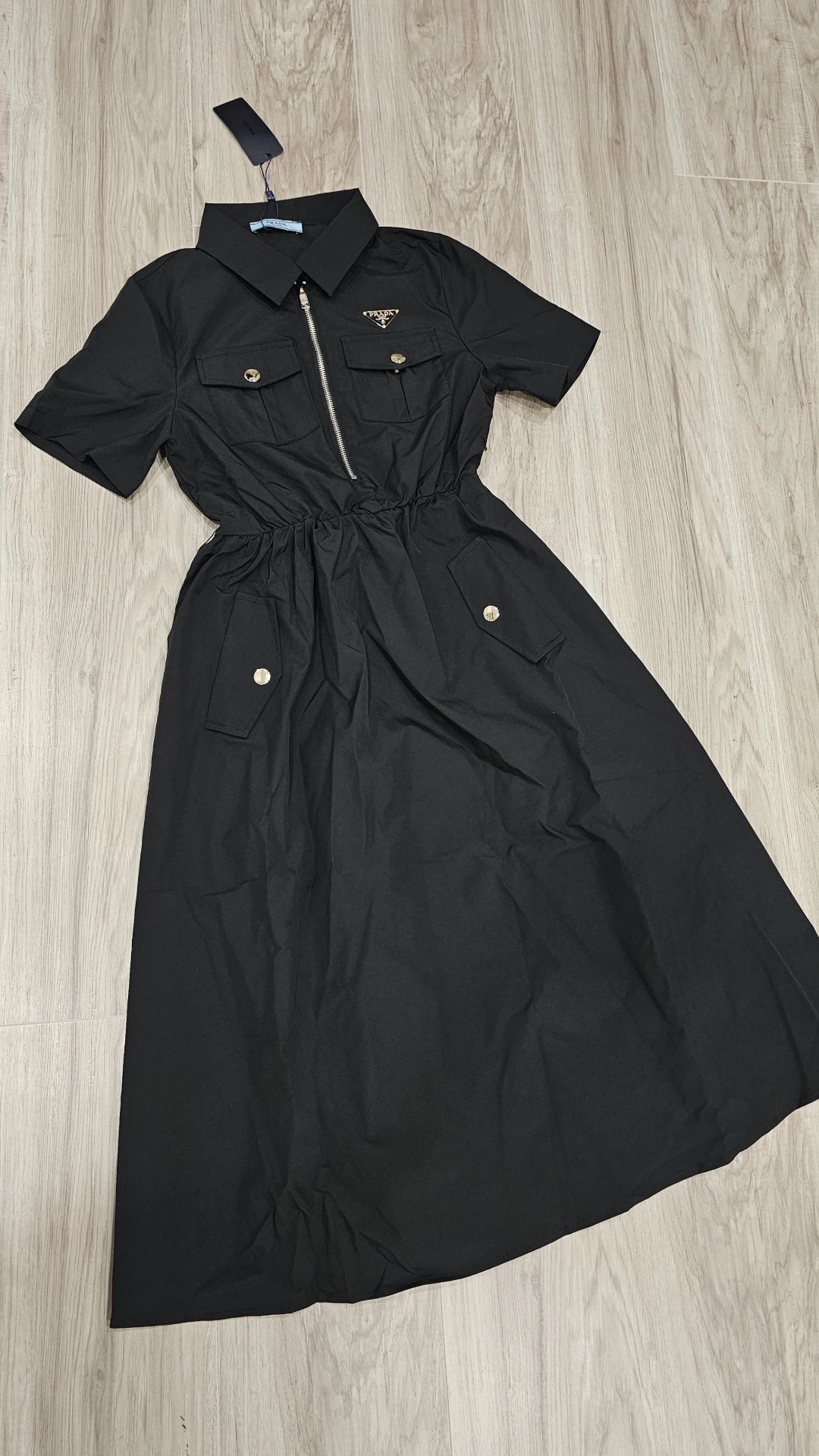 P dress with belt black and beige