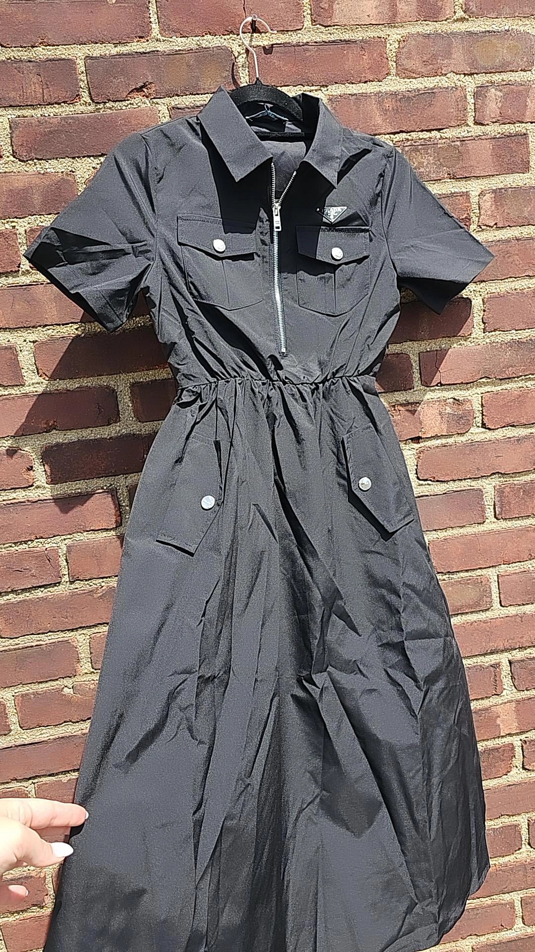 P dress with belt black and beige