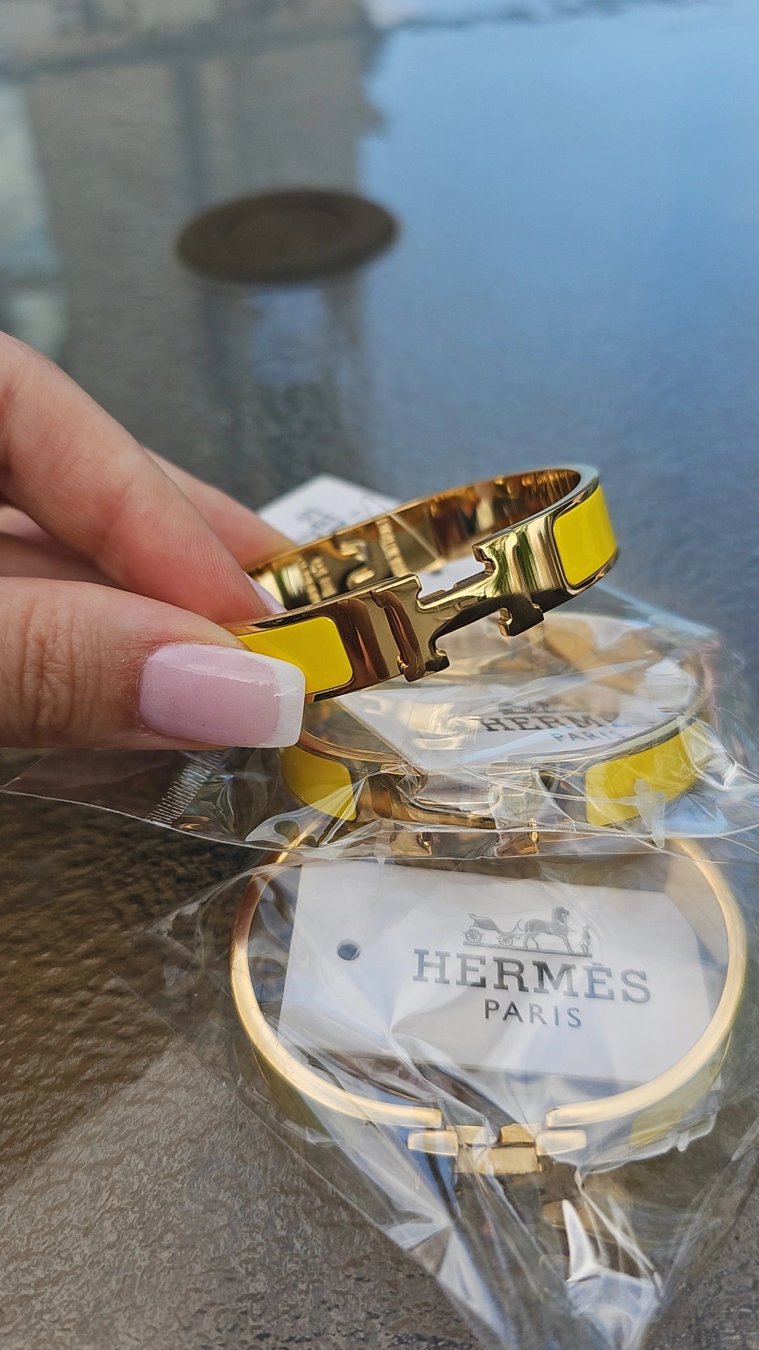 Yellow H Bangle gold plated