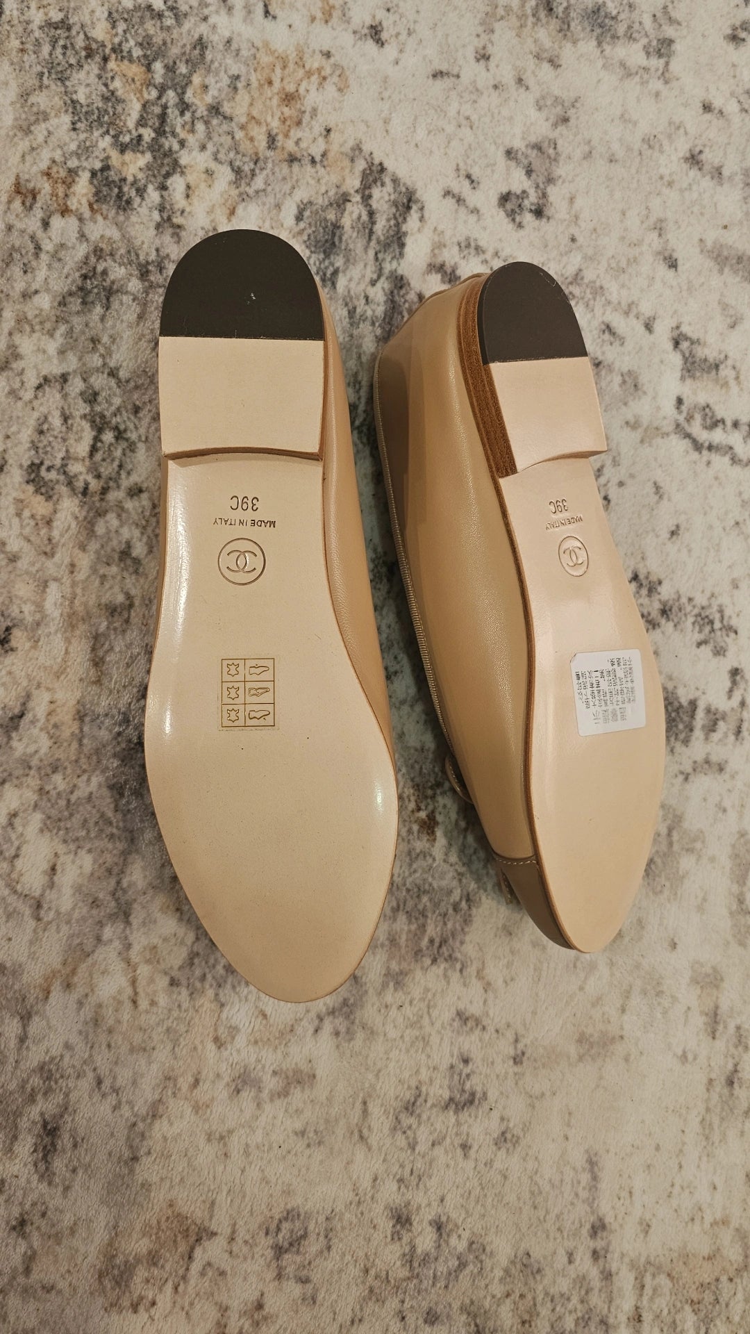 Tan two-tone C leather flats preorder