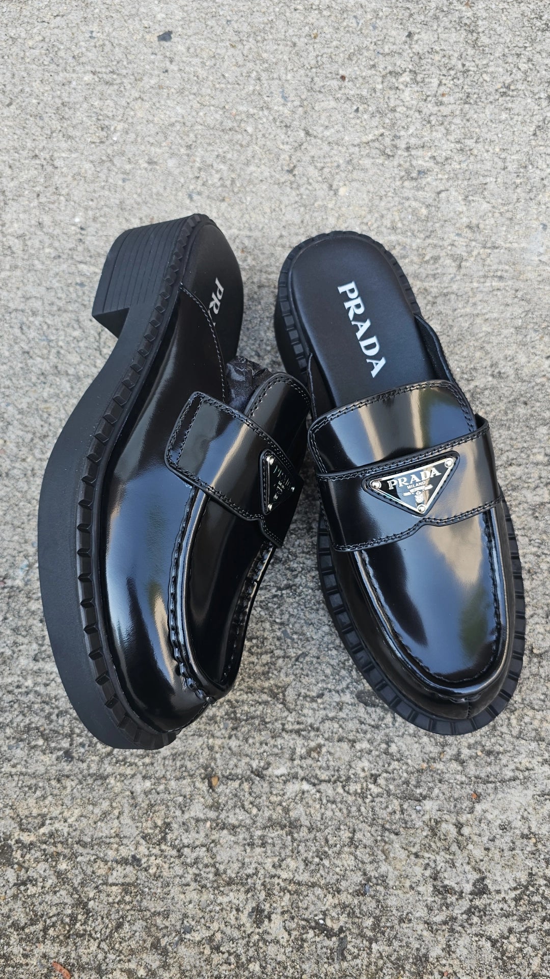 Black P Leather Mules preorder