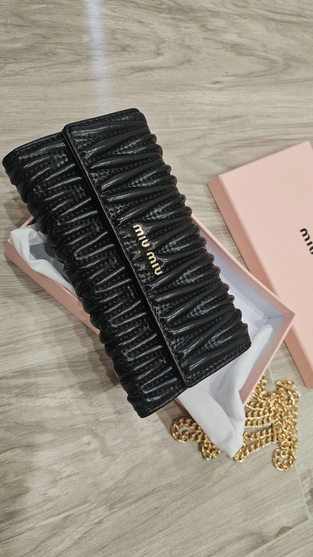 MM Black Wallet Bag with chain