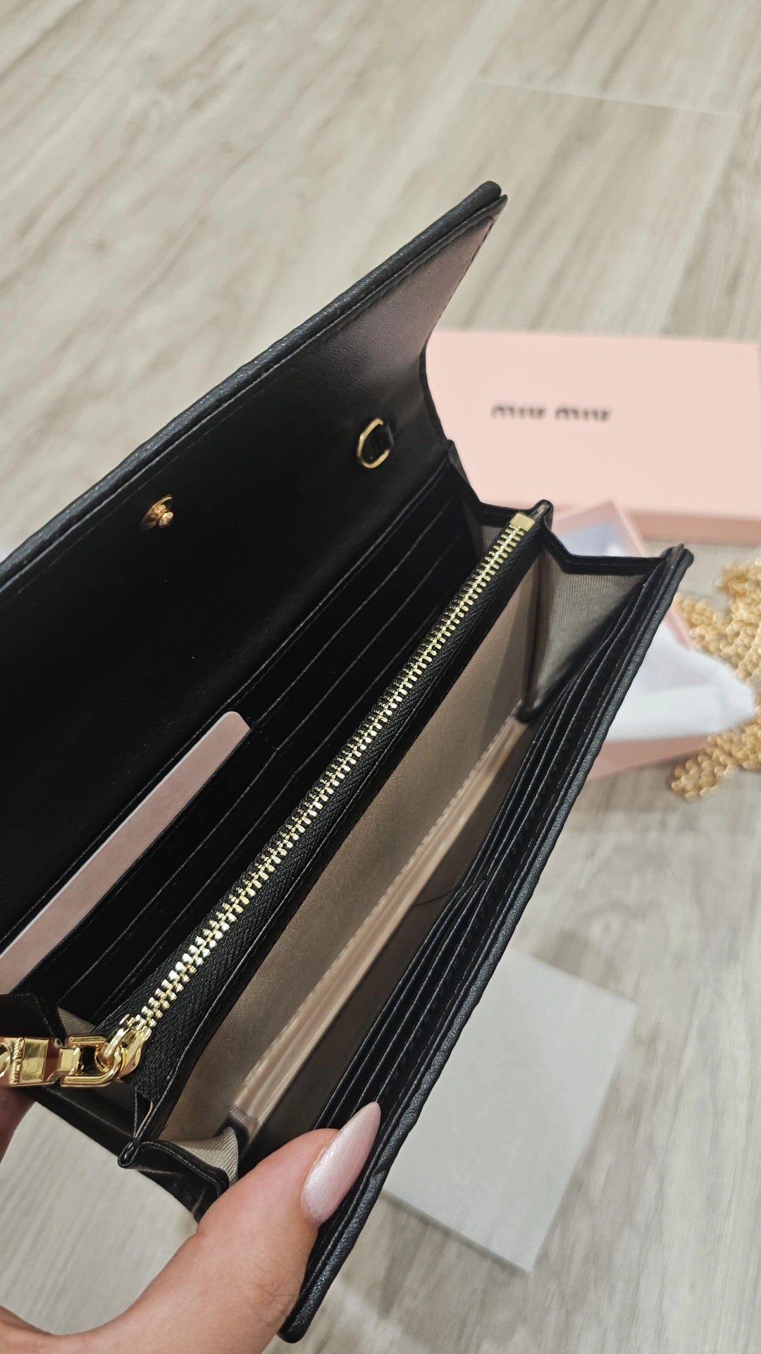 MM Black Wallet Bag with chain