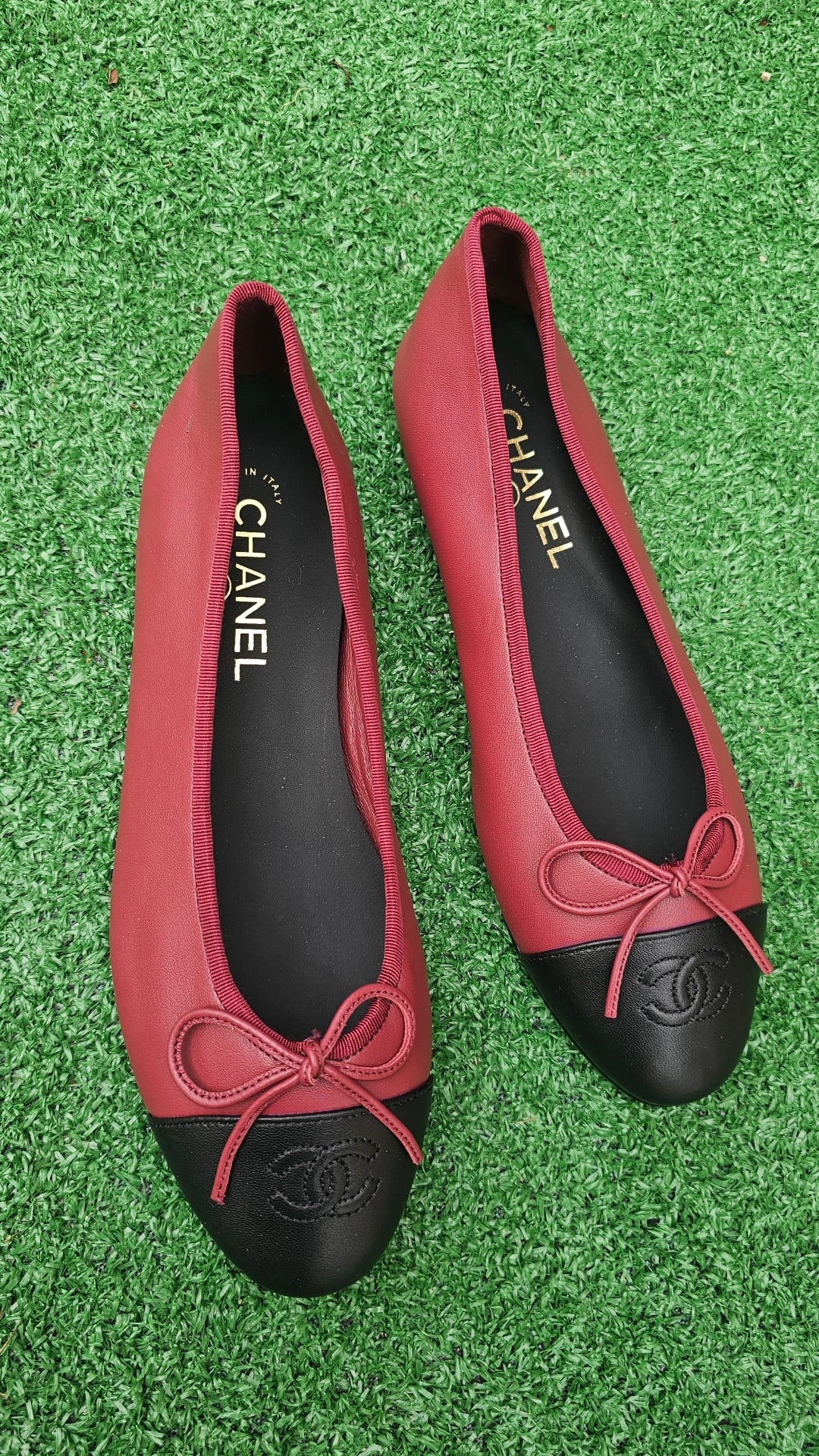 C Leather Currant red ballet Flats