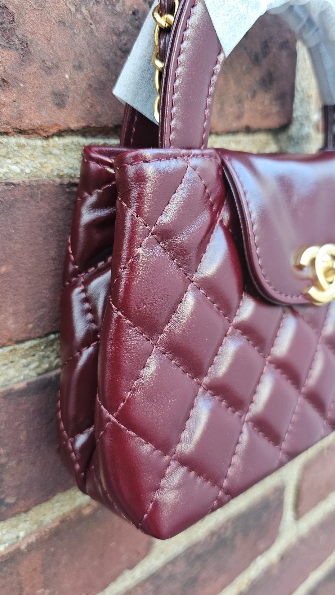 Burgundy C Crossbody Bag with handle 20cm