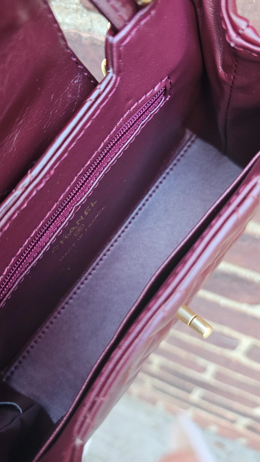 Burgundy C Crossbody Bag with handle 20cm