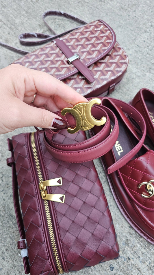Dark mauve leather Cel belt