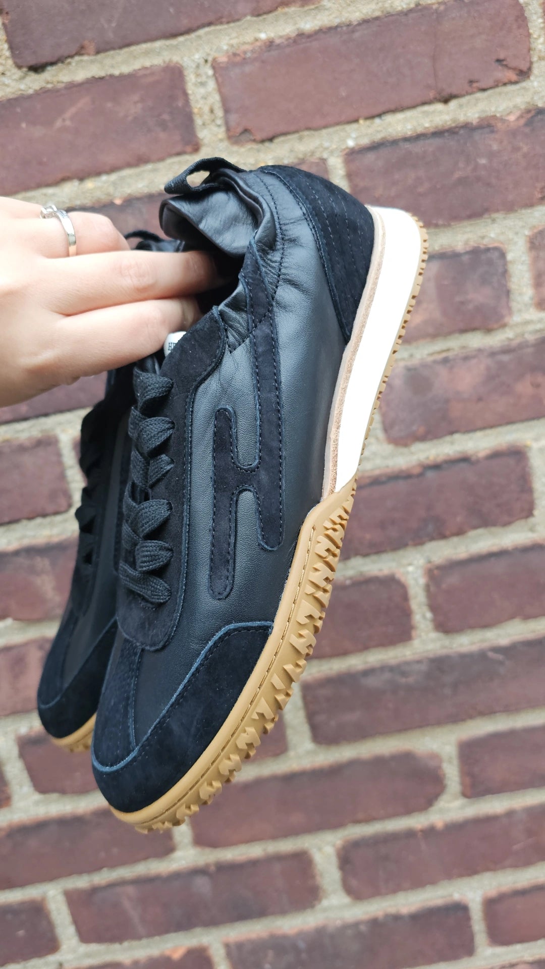 H black genuine leather sneakers preorder