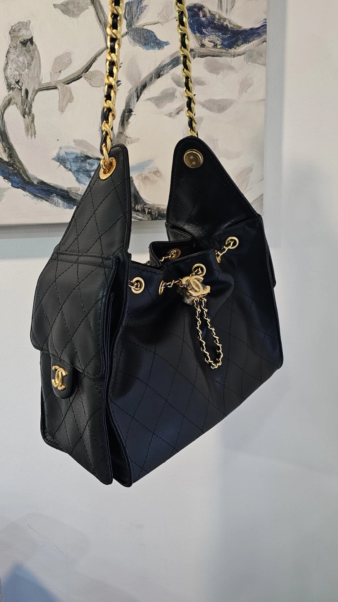 C Black leather 26x20cm crossbody