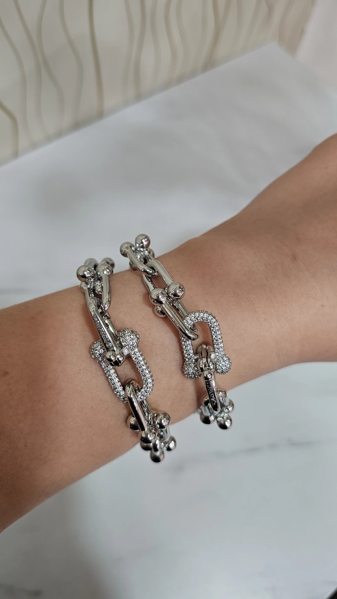 Link chain Tif with stones gold plated and platinum plated bracelet preorder