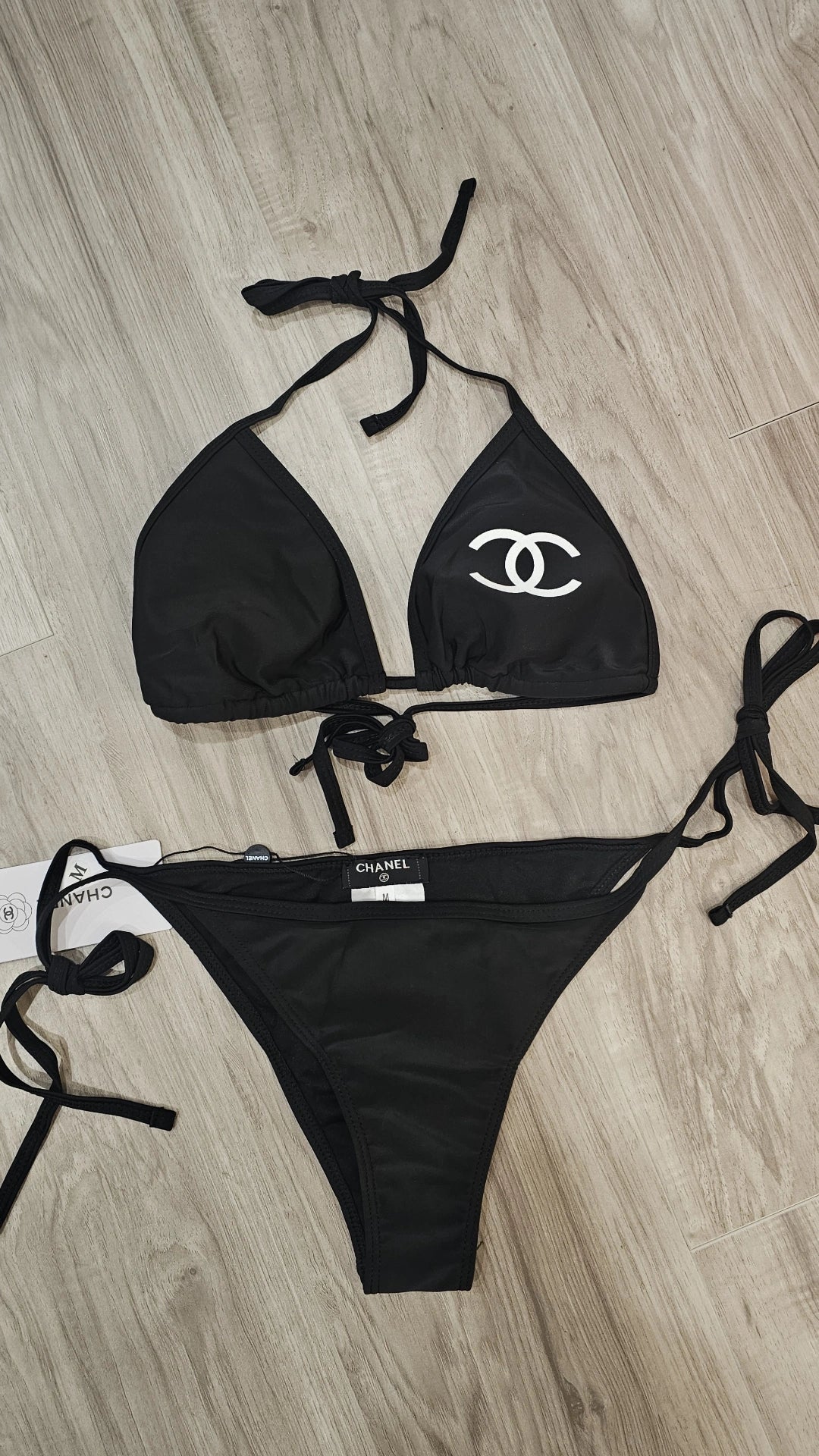 Black and white 2 pc bathing suit runs small preorder