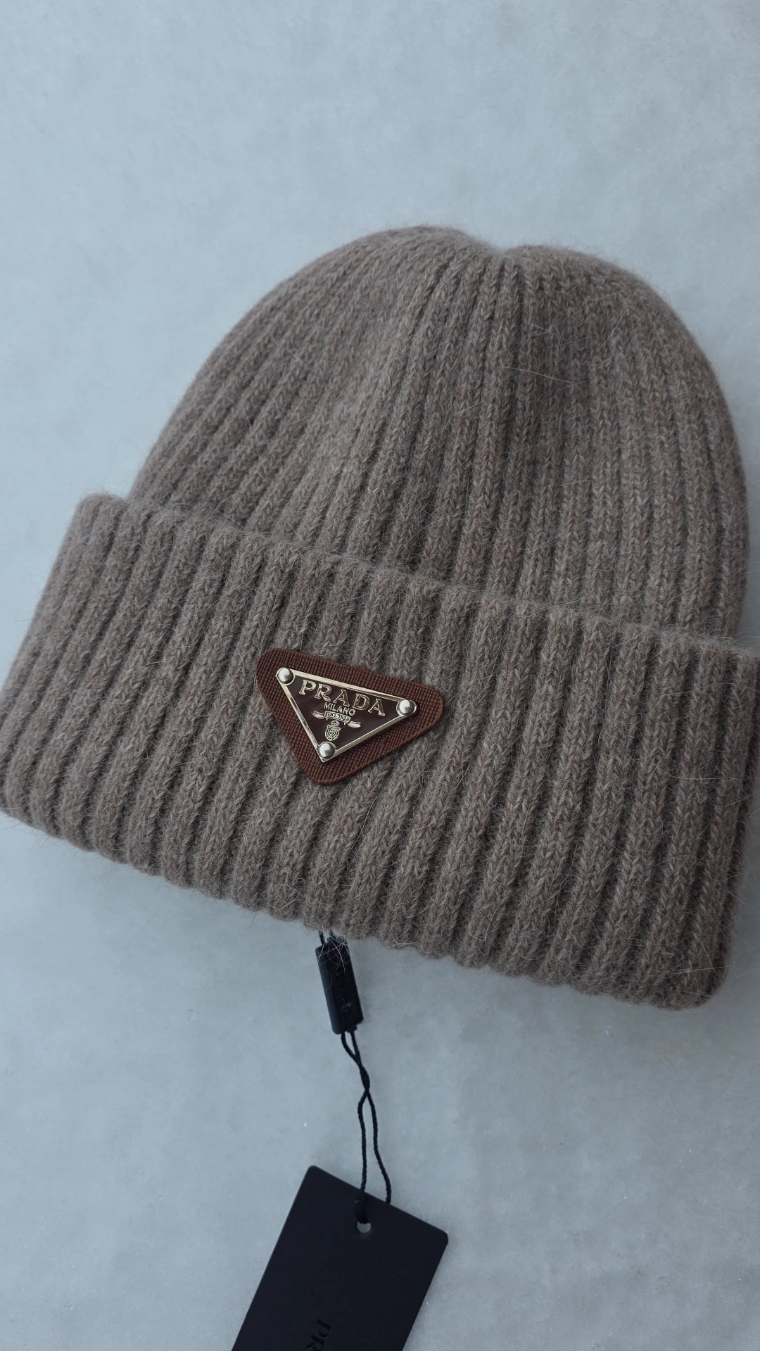 Brown p hat beanie