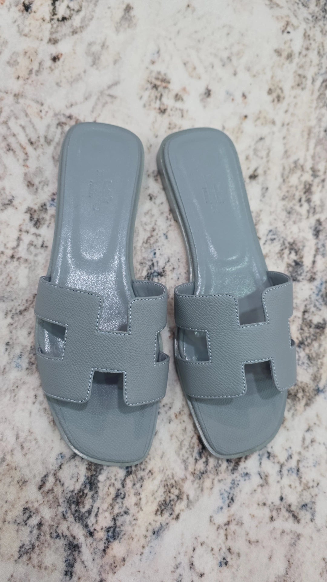 Blue H flat Slides textured leather preorder