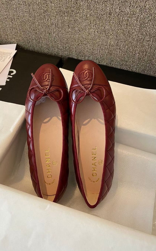 Bordeaux Quilted leather C Flats