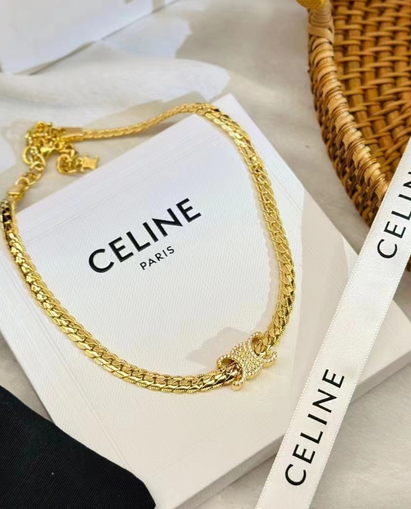 C Necklace plated gold and silver