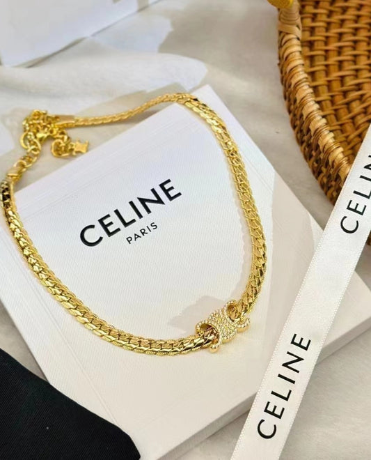 C Necklace plated gold and silver