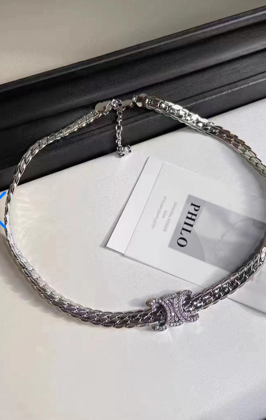 C Necklace plated gold and silver