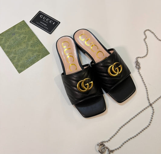 G Black leather Slides preorder