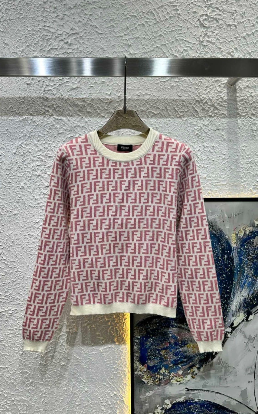 Off white and pink crop sweater one size shimmery