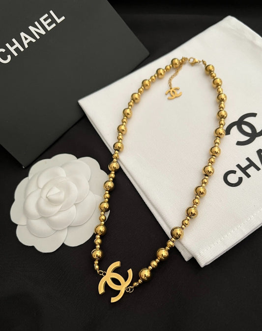 Gold C beaded Necklace
