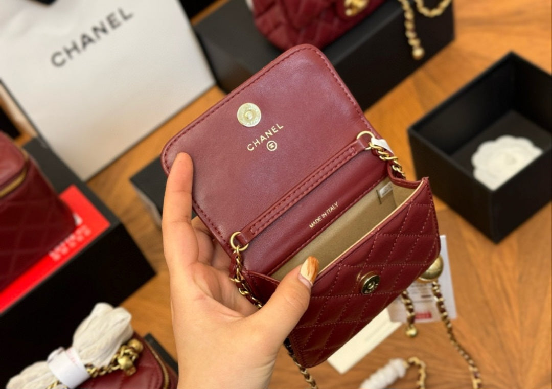 Dark Red Wallet size C crossbody with chain 036 preorder