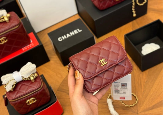 Dark Red Wallet size C crossbody with chain 036 preorder