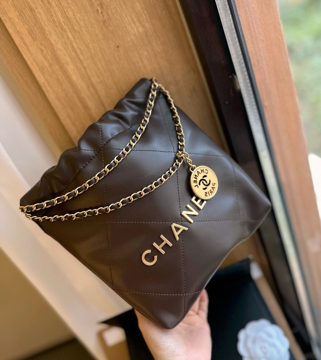 Burgundy mini tote with chain preorder