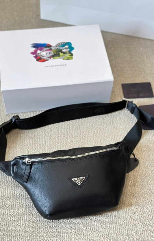 P black leather fanny pack/belt bag  in stock