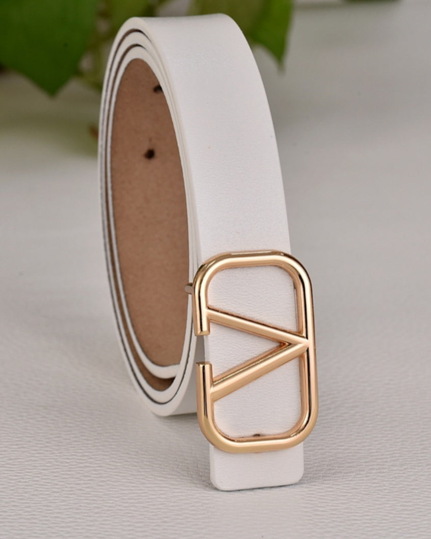 White V women's belt with gold buckle preorder