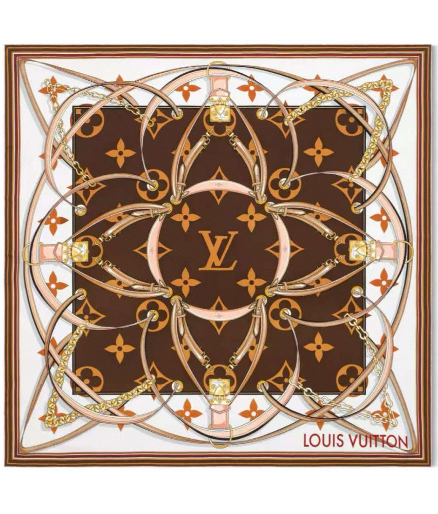 L pink/brown scarf 90x90cm
