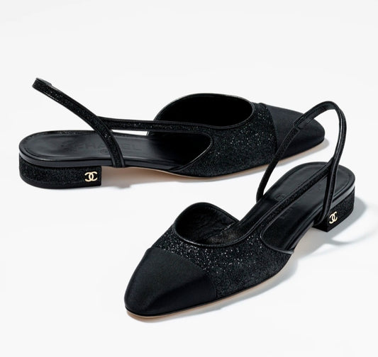 Flat Sling Back Black C preorder